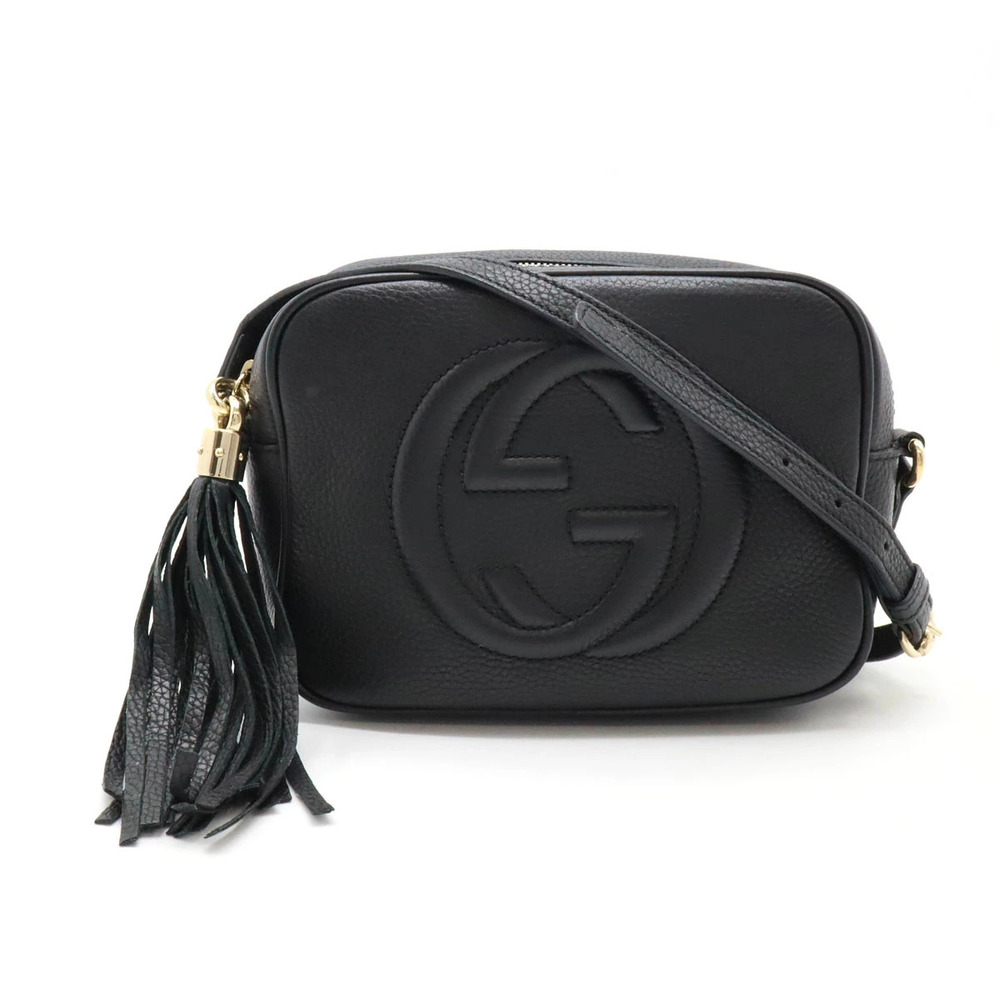 Gucci Soho Disco Tassel Fringe Crossbody Bag Leather Black